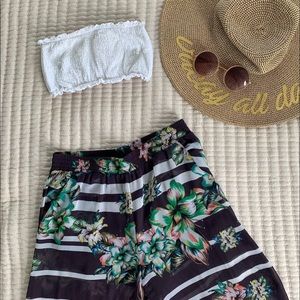 Bebe tropical flowy floral print palazzo pants